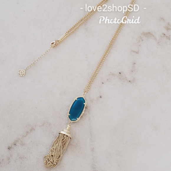 Kendra Scott Teal Blue Agate Everly necklace NWOT - Picture 5 of 6